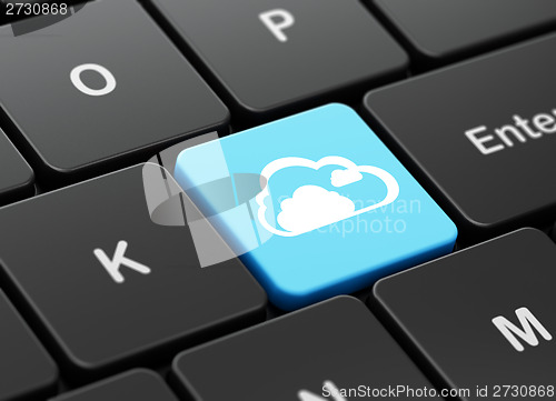 Image of Cloud networking concept: Cloud on computer keyboard background