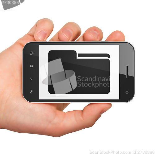 Image of Finance concept: Folder on smartphone