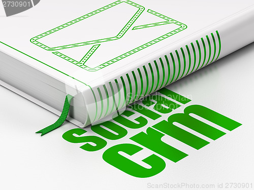 Image of Business concept: book Email, Social CRM on white background