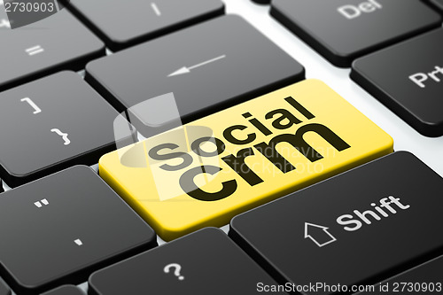 Image of Business concept: Social CRM on computer keyboard background