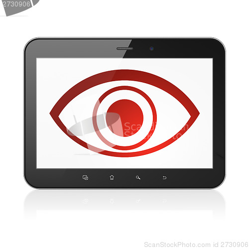 Image of Safety concept: Eye on tablet pc computer