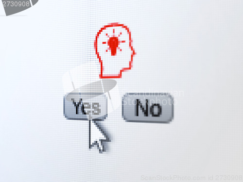 Image of Marketing concept: Head With Lightbulb on digital computer screen