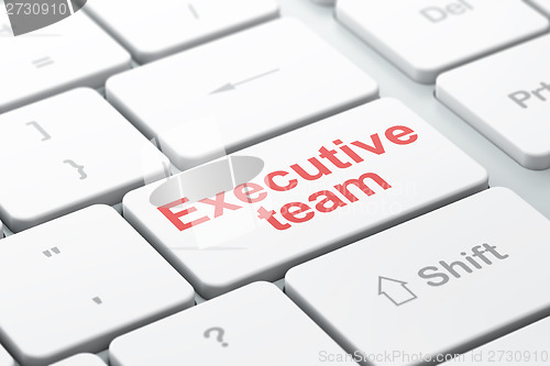 Image of Business concept: Executive Team on computer keyboard background