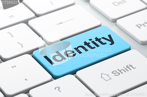 Image of Privacy concept: Identity on computer keyboard background