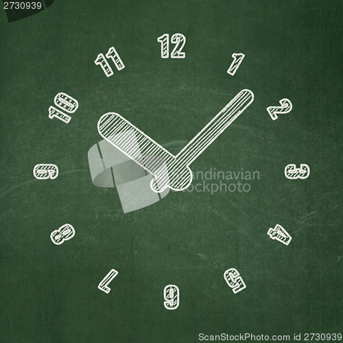 Image of Time concept: Clock on chalkboard background
