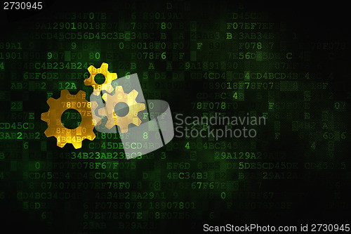 Image of Web development concept: Gears on digital background
