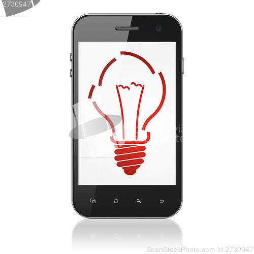 Image of Business concept: Light Bulb on smartphone