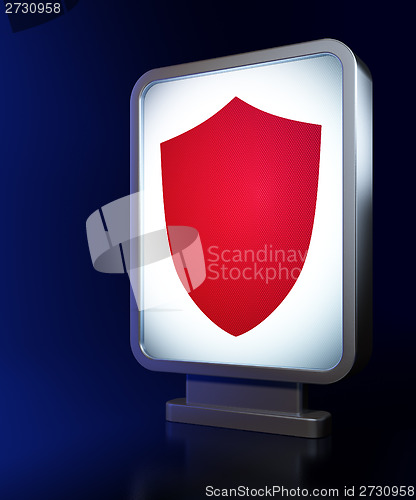 Image of Privacy concept: Shield on billboard background