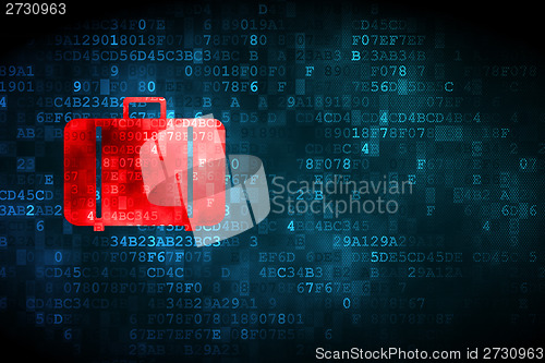 Image of Tourism concept: Bag on digital background