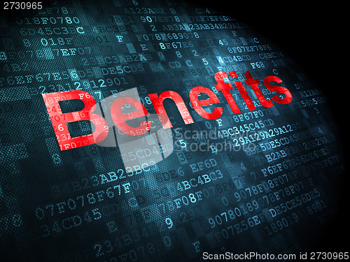 Image of Business concept: Benefits on digital background