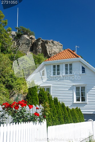 Image of Traditional white wooden house in Norway