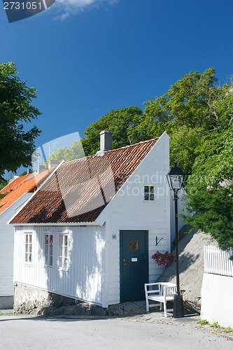 Image of Traditional white wooden house in Norway