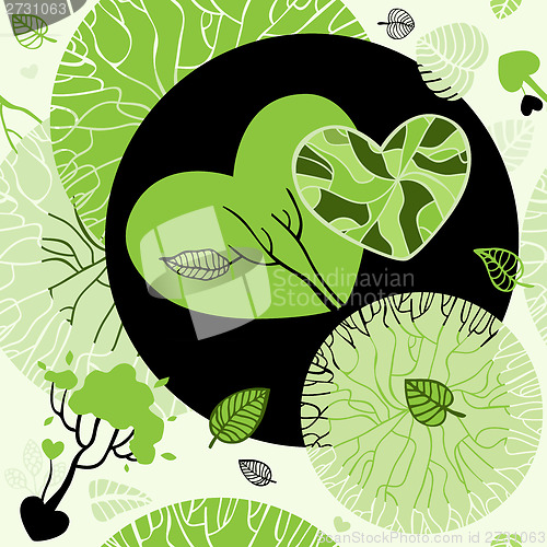 Image of Vector nature seamless background. Green trees