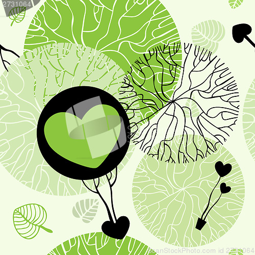 Image of Vector nature seamless background. Green trees