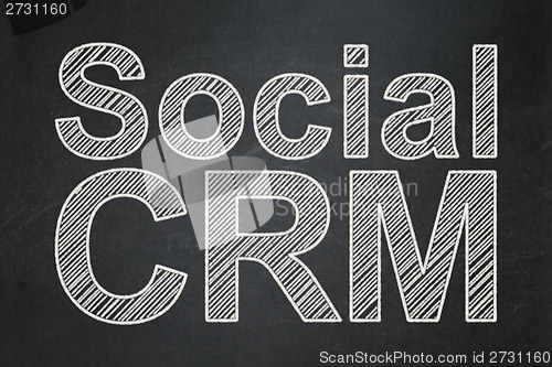 Image of Finance concept: Social CRM on chalkboard background