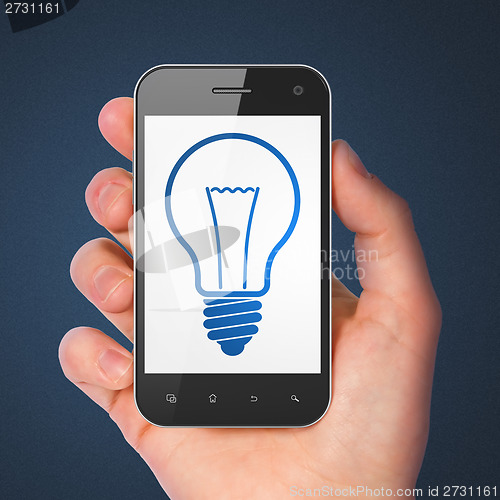 Image of Business concept: Light Bulb on smartphone