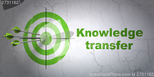 Image of Education concept: target and Knowledge Transfer on wall background