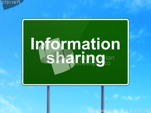 Image of Data concept: Information Sharing on road sign background