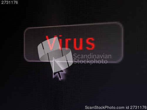 Image of Security concept: Virus on digital button background