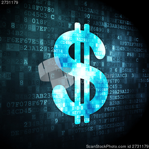 Image of Currency concept: Dollar on digital background