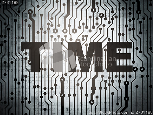 Image of Time concept: circuit board with Time