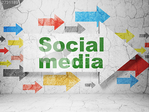 Image of Social media concept: arrow with Social Media on grunge wall background