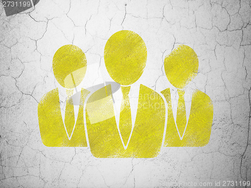 Image of Marketing concept: Business People on wall background