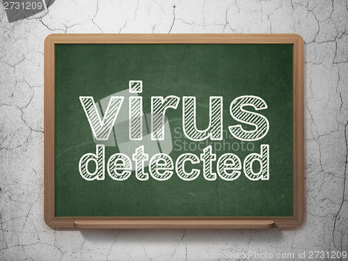 Image of Protection concept: Virus Detected on chalkboard background