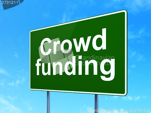 Image of Finance concept: Crowd Funding on road sign background