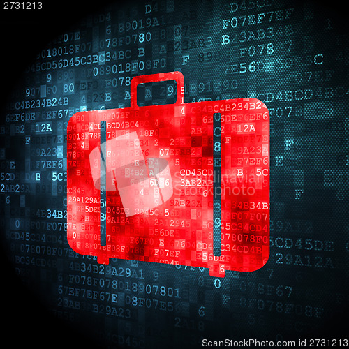 Image of Tourism concept: Bag on digital background