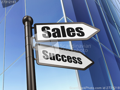 Image of Marketing concept: sign Sales Success on Building background