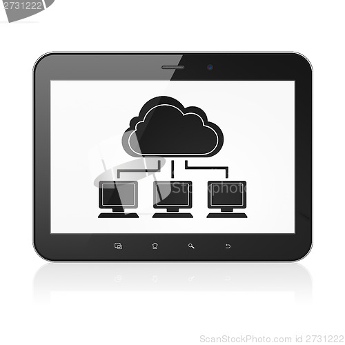 Image of Cloud technology concept: Cloud Network on tablet pc computer