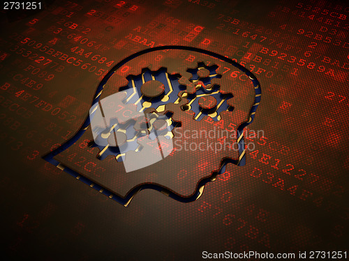 Image of Advertising concept: Head With Gears on digital background