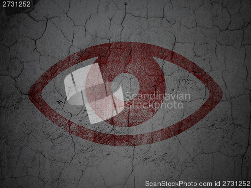 Image of Protection concept: Eye on grunge wall background