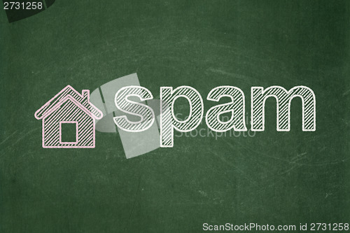 Image of Security concept: Home and Spam on chalkboard background