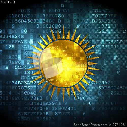 Image of Travel concept: Sun on digital background