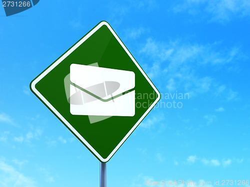 Image of Finance concept: Email on road sign background