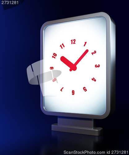 Image of Time concept: Clock on billboard background