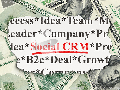 Image of Business concept: Social CRM on Money background
