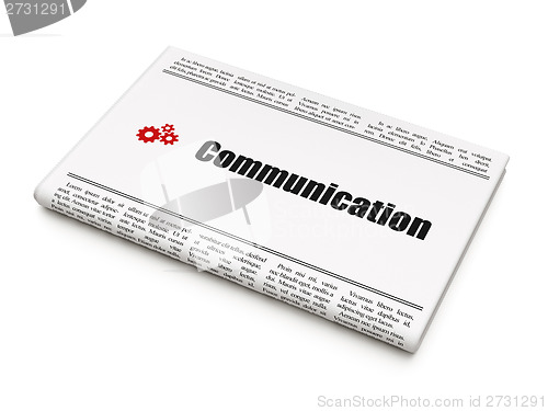 Image of Marketing concept: newspaper with Communication and Gears