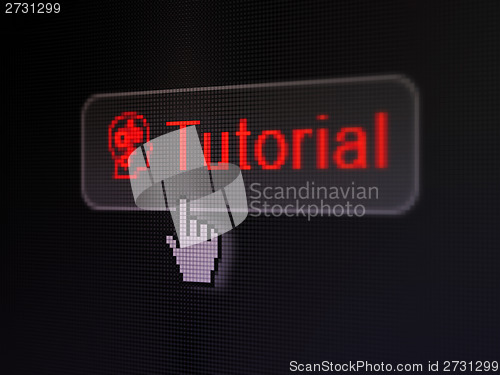Image of Education concept: Tutorial and Head Gears on digital background