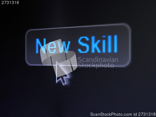 Image of Education concept: New Skills on digital button background