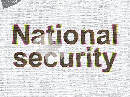 Image of Security concept: National Security on fabric texture background