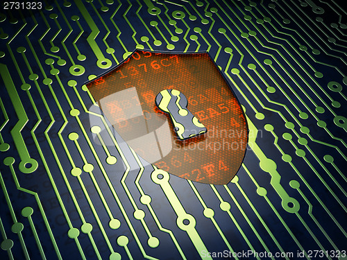 Image of Privacy concept: Shield With Keyhole on circuit board background