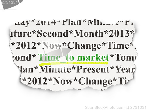 Image of Timeline concept: Time to Market on Paper background