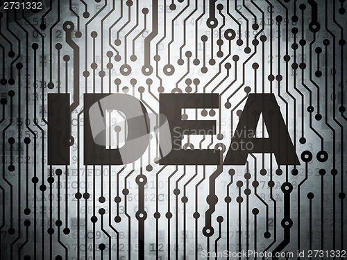 Image of Advertising concept: circuit board with Idea