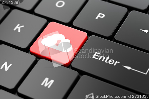 Image of Cloud computing concept: Cloud With Keyhole on computer keyboard background