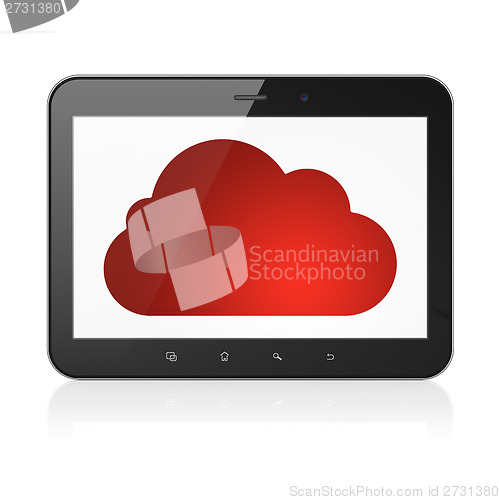 Image of Cloud computing concept: Cloud on tablet pc computer