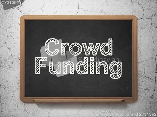 Image of Business concept: Crowd Funding on chalkboard background