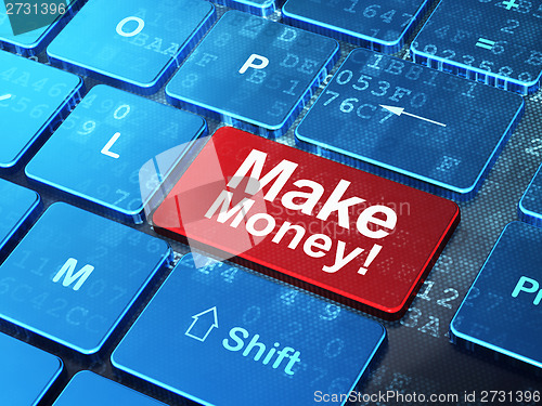 Image of Finance concept: Make Money! on computer keyboard background